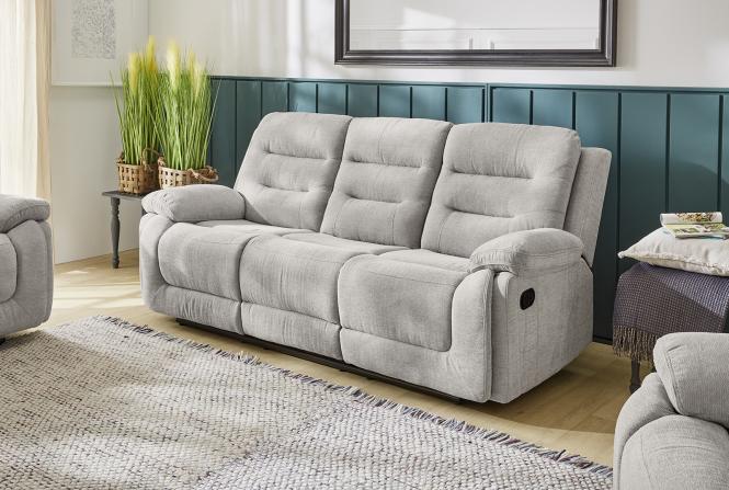 Recliner 3-Sitzer SYLT inkl. Liegefunktion von Pro Com Chenille Grau günstig online kaufen