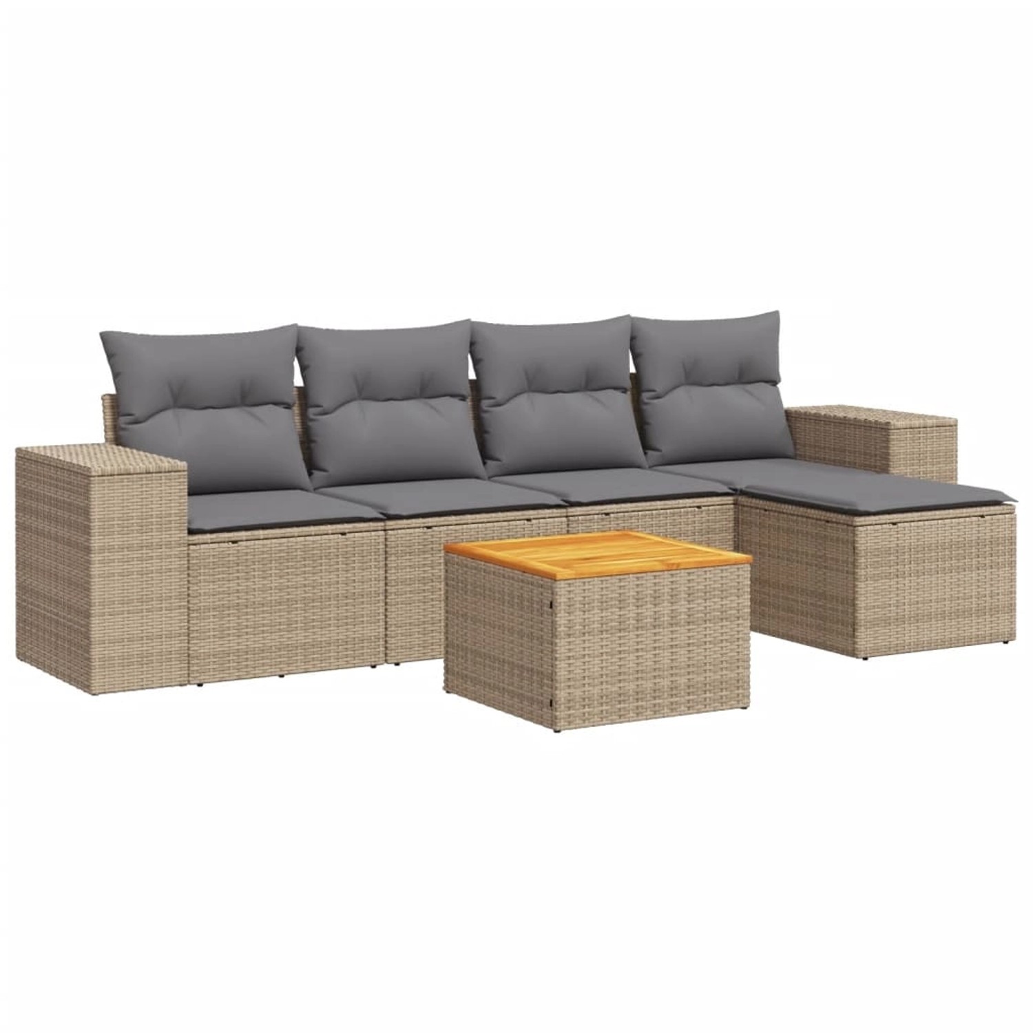 vidaXL 6-Tlg Garten-Sofagarnitur mit Kissen Beige Poly Rattan 3225422 günstig online kaufen