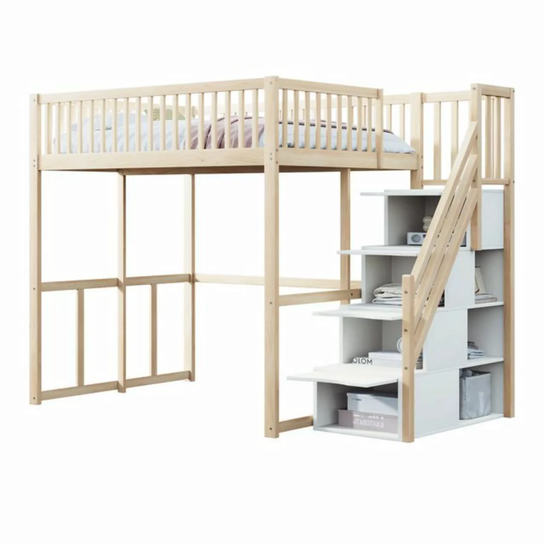 OKWISH Kinderbett Stauraumbett mit großem Kleiderschrank Regal und Tisch (m günstig online kaufen