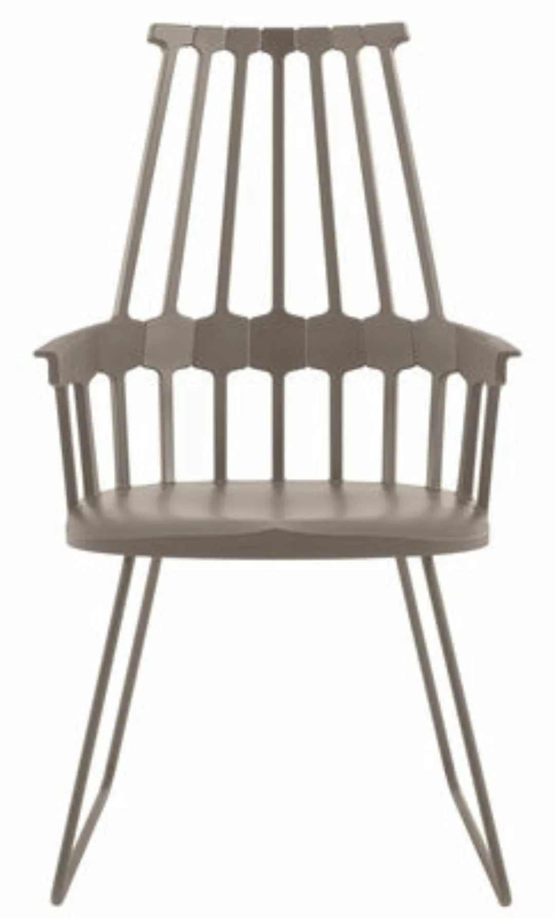 Sessel Comback plastikmaterial beige oval - Version Schlitten - Kartell - B günstig online kaufen