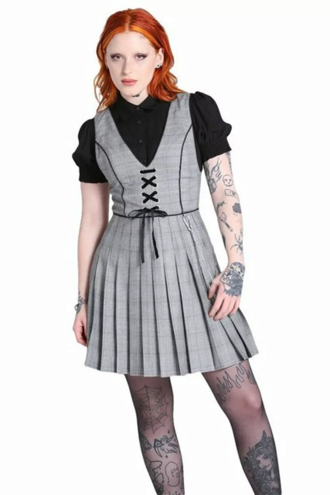 Hell Bunny A-Linien-Kleid Mina Pinafore Dress Vintage Plisseekleid Schürzen günstig online kaufen