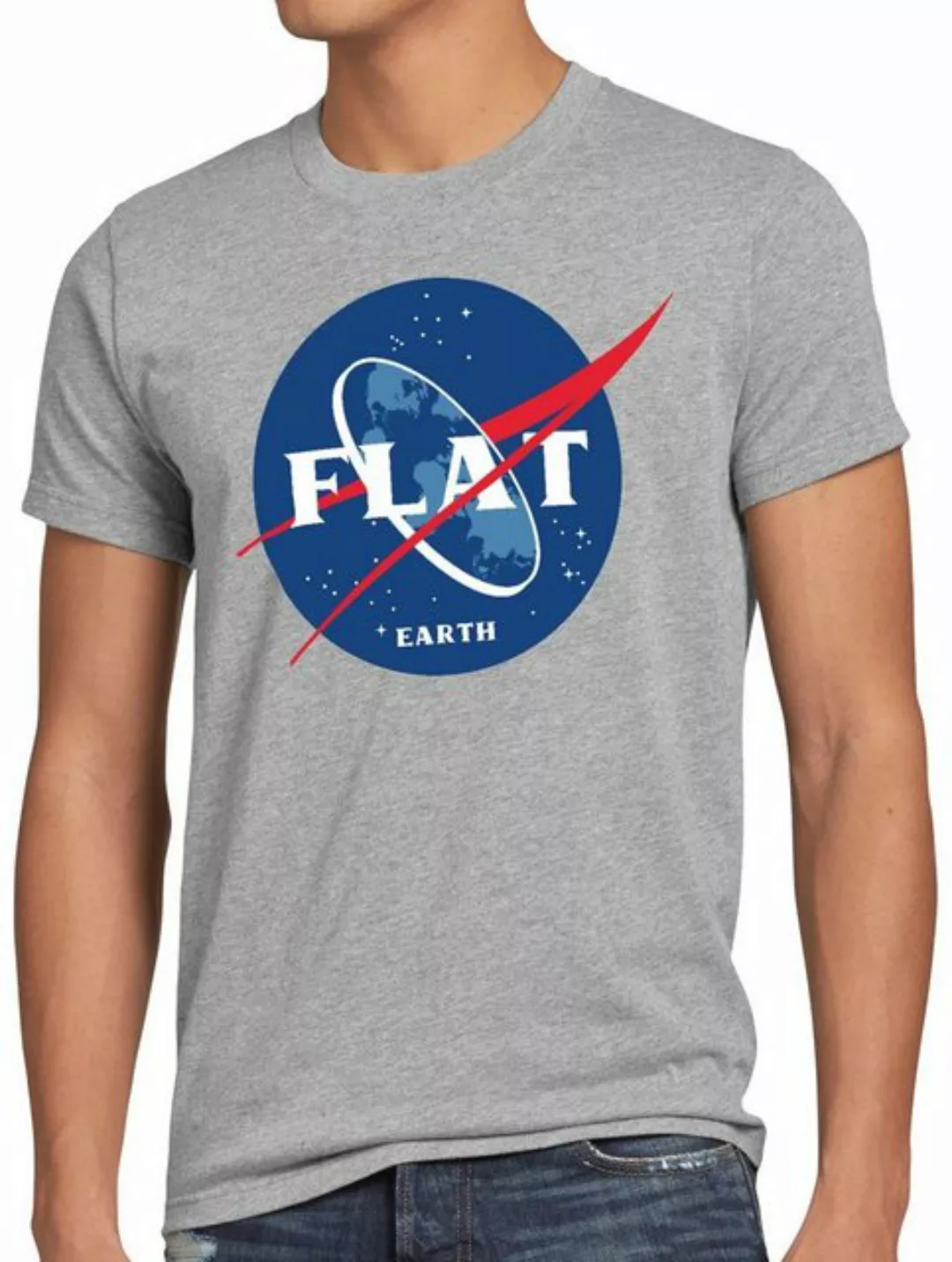 style3 Print-Shirt Herren T-Shirt Flat Earth fernrohr weltraum astronomie günstig online kaufen