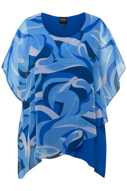 Ulla Popken Longtop Tunika Chiffon-Überwurf Rundhals Halbarm günstig online kaufen