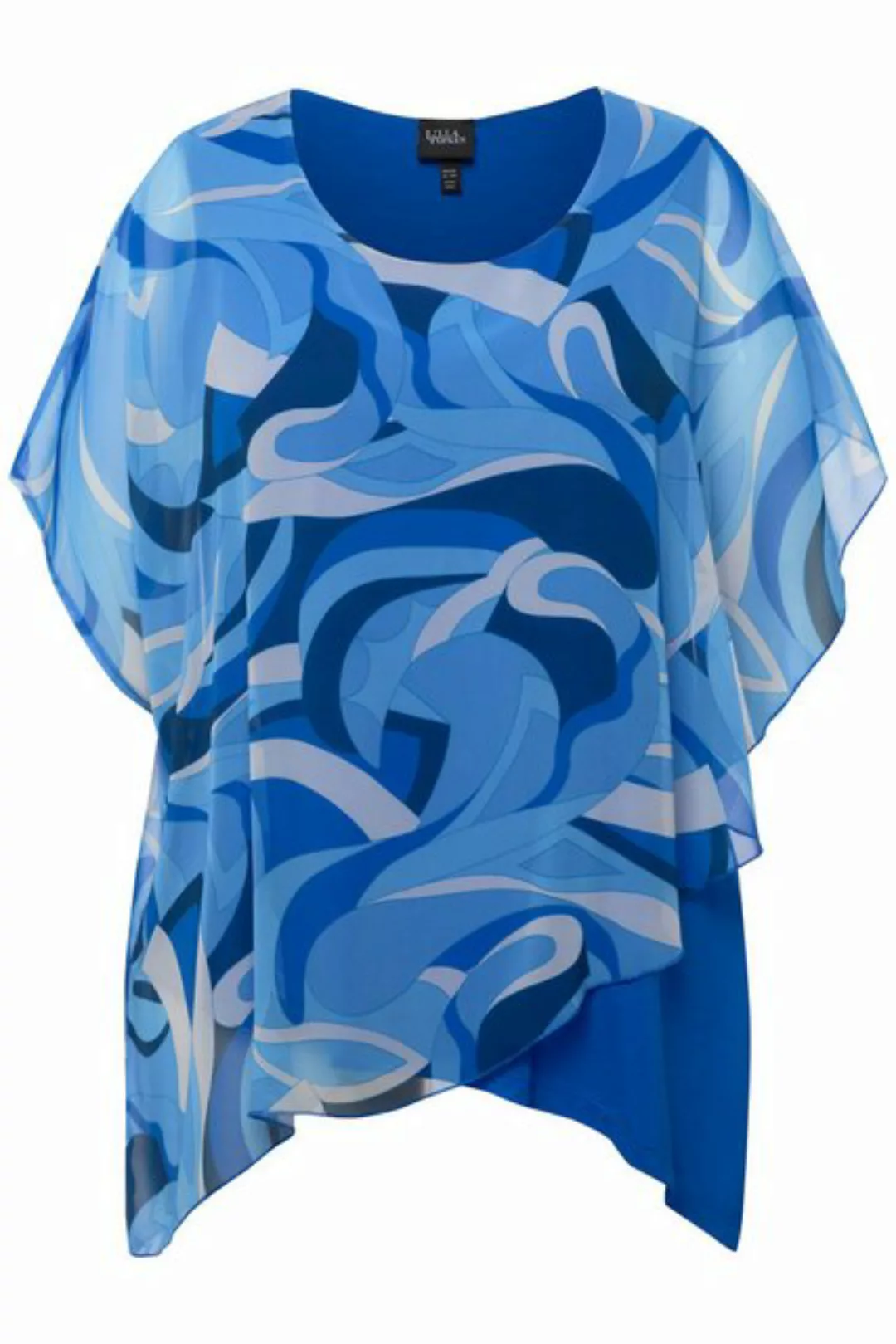 Ulla Popken Longtop Tunika Chiffon-Überwurf Rundhals Halbarm günstig online kaufen