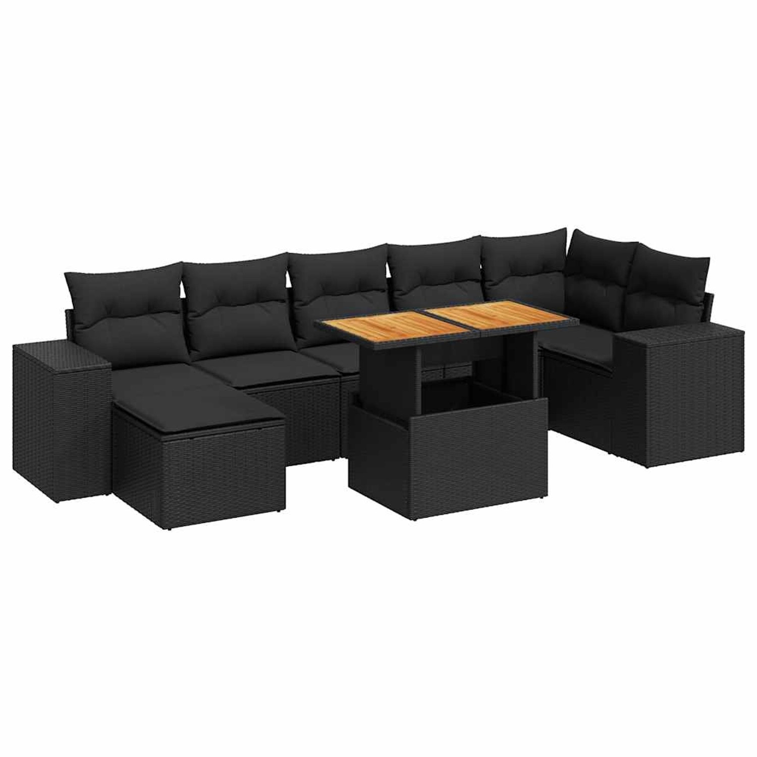 vidaXL 8-Tlg Garten-Sofagarnitur mit Kissen Schwarz Poly Rattan 3327401 günstig online kaufen