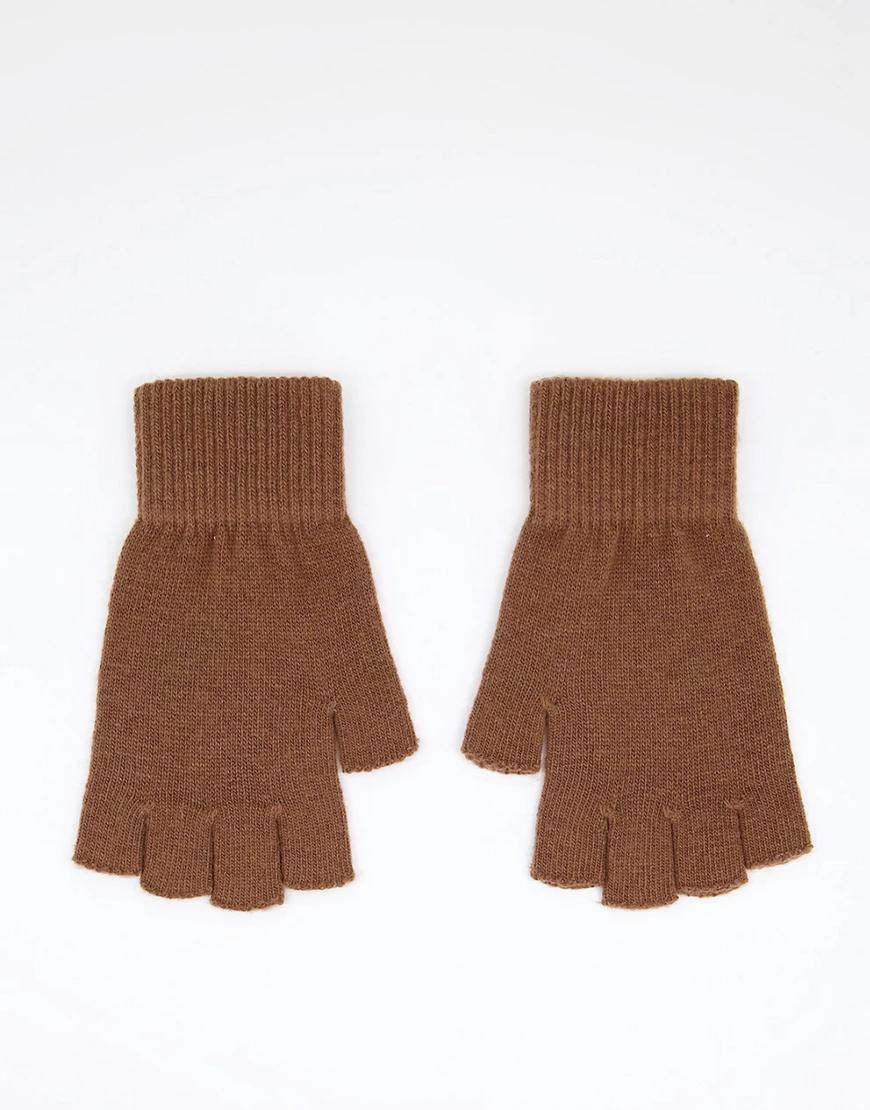 ASOS DESIGN – Fingerlose Handschuhe in Schokoladenbraun günstig online kaufen