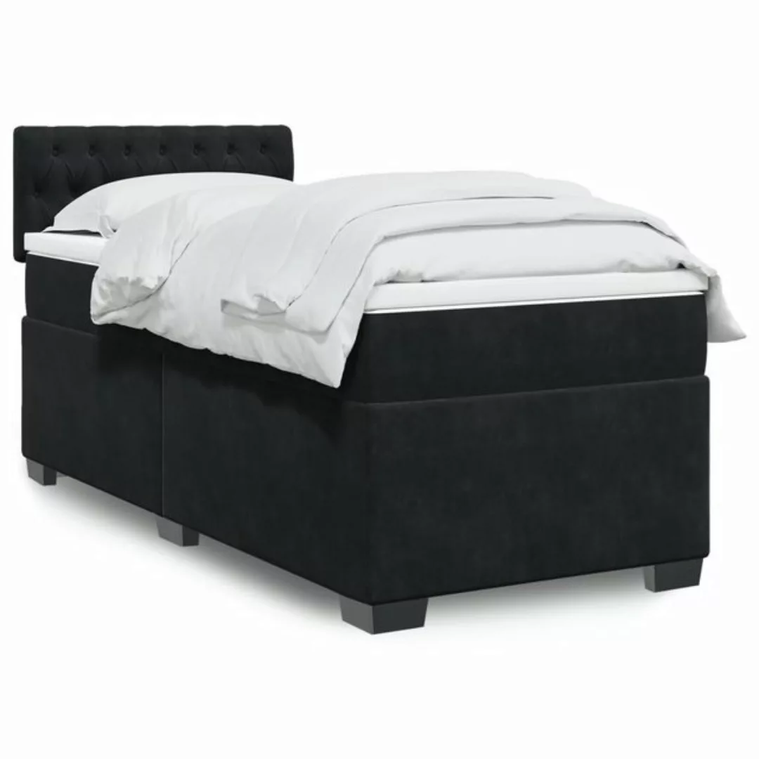 vidaXL Boxspringbett, Boxspringbett mit Matratze Schwarz 80x200 cm Samt günstig online kaufen