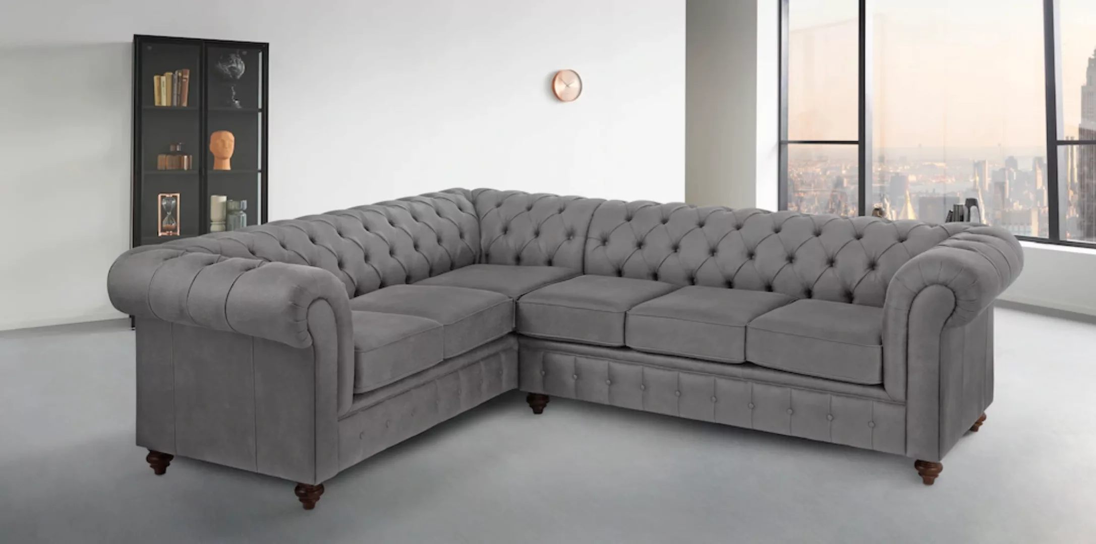 Home affaire Chesterfield-Sofa Chesterfield Ecksofa, auch in Leder L-Form, günstig online kaufen