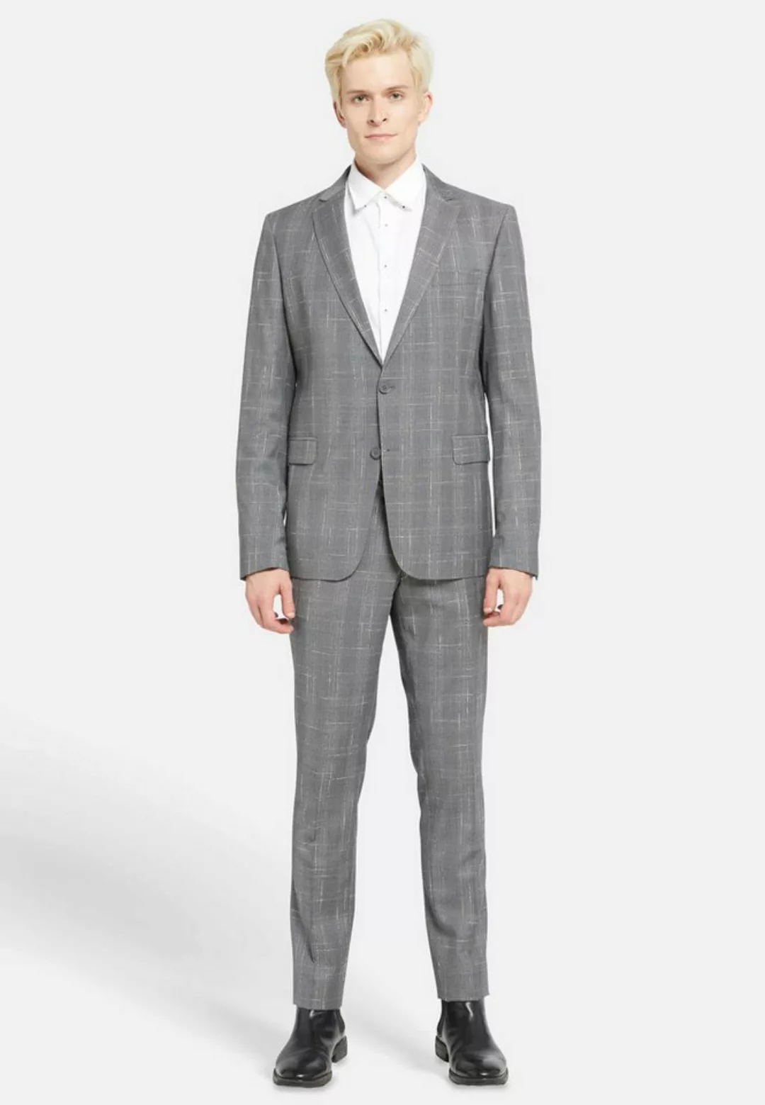 Lawrence Grey Hosenanzug Business-anzug Gemustert Slim Fit 1-reihig günstig online kaufen