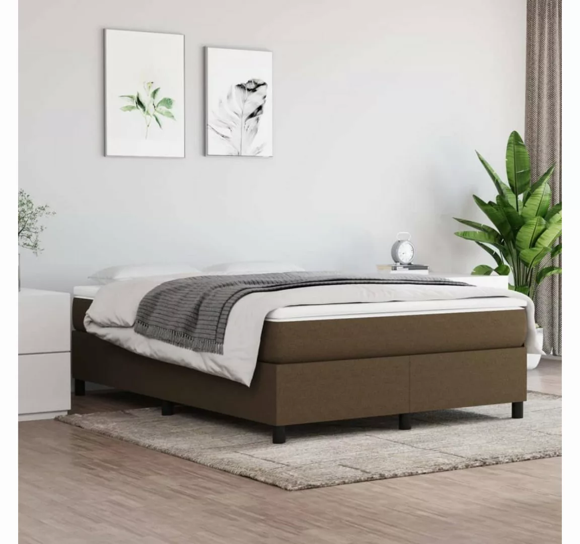 furnicato Bett Boxspringbett mit Matratze Dunkelbraun 140x200 cm Stoff günstig online kaufen