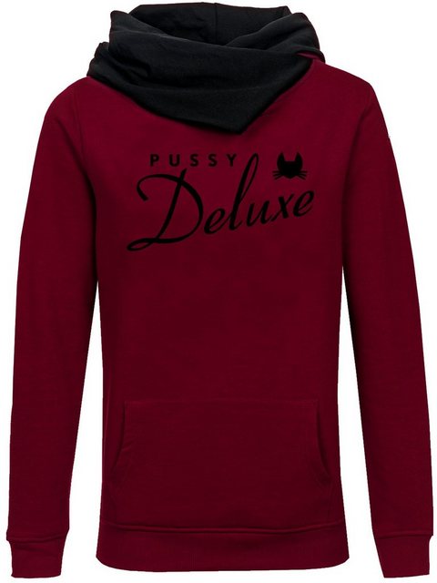 Pussy Deluxe Logo Damen Schalkragenpullover grau/schwarz günstig online kaufen