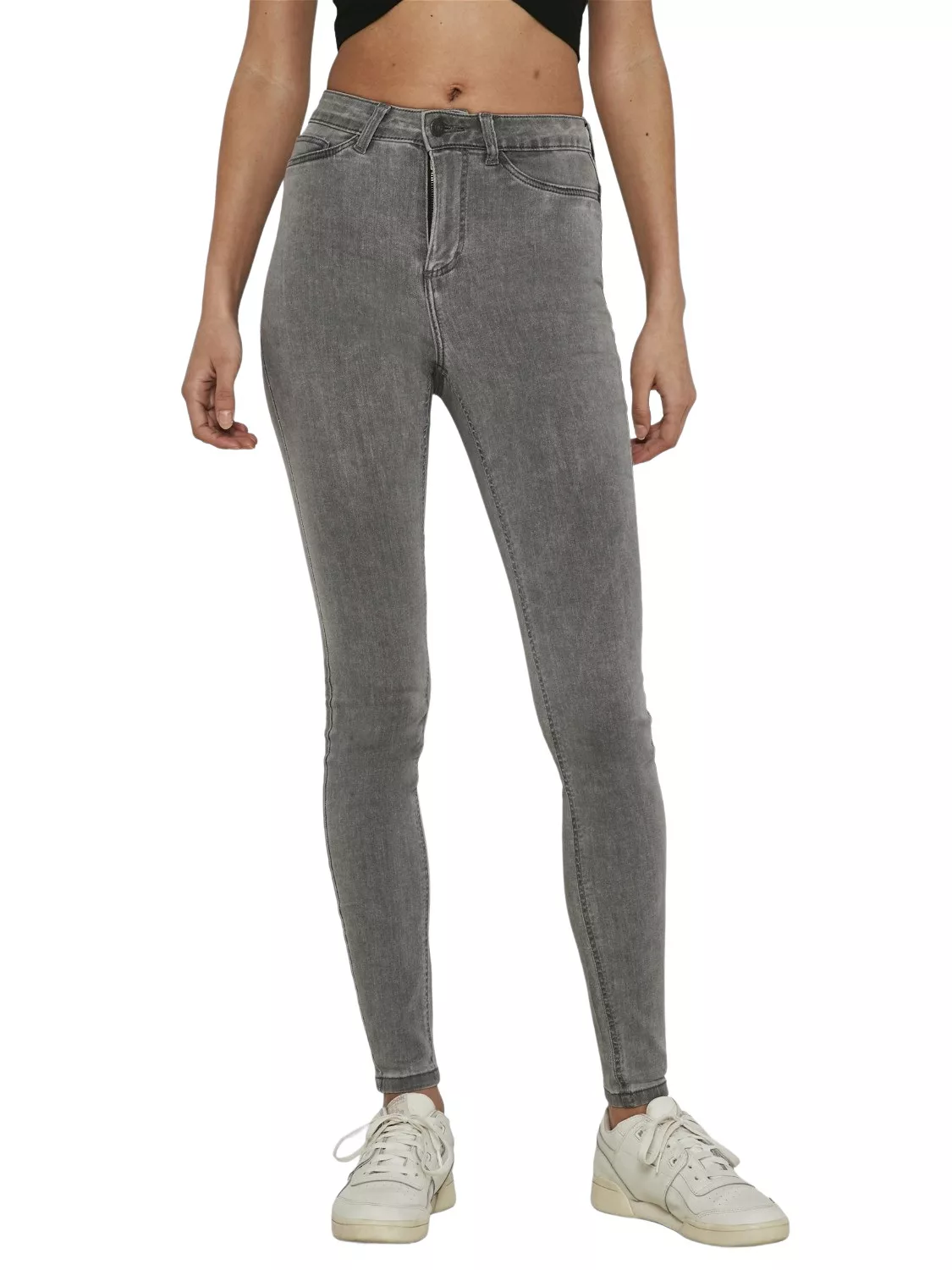 Noisy May Damen Jeans NMCALLIE HW SKINNY JEANS VI216LG Skinny Fit Grau - Li günstig online kaufen