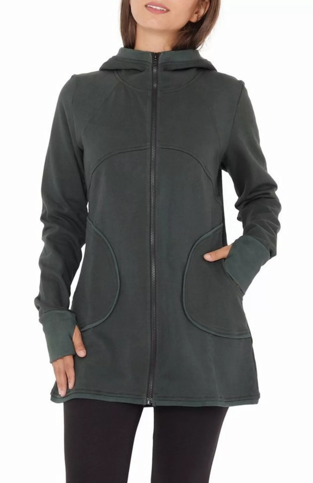 PUREWONDER Langjacke Einfarbige Kapuzenjacke jk3 mit Daumenlöchern günstig online kaufen