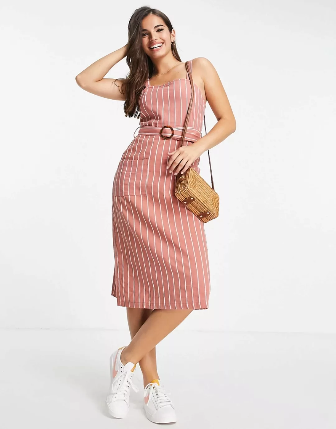 Brave Soul – Dahlia – Camisole-Sommerkleid in Rosa gestreift günstig online kaufen