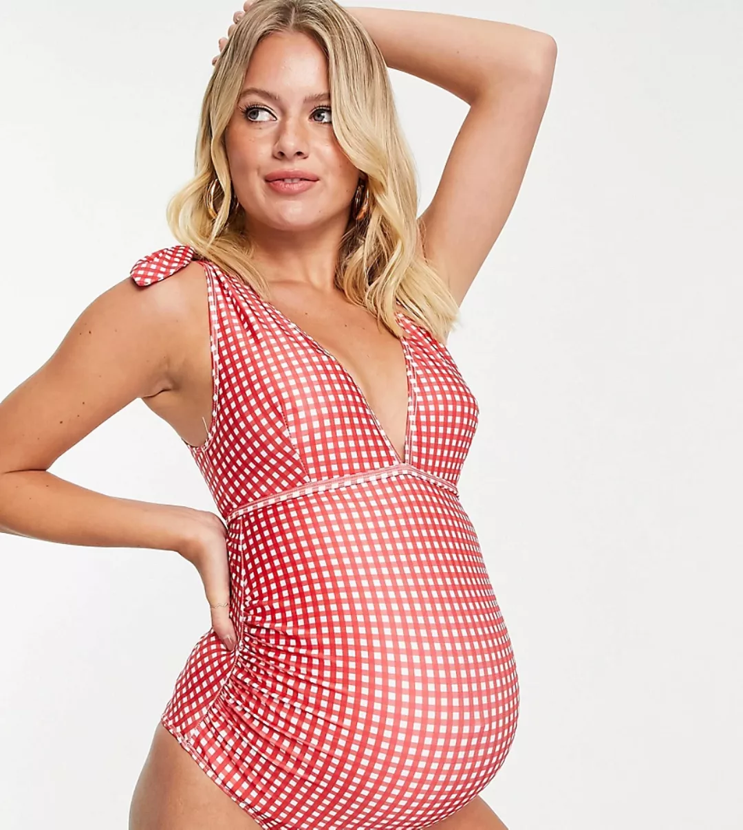 Peek & Beau Maternity – Umstandsmode – Exklusiver Badeanzug mit Trägern zum günstig online kaufen