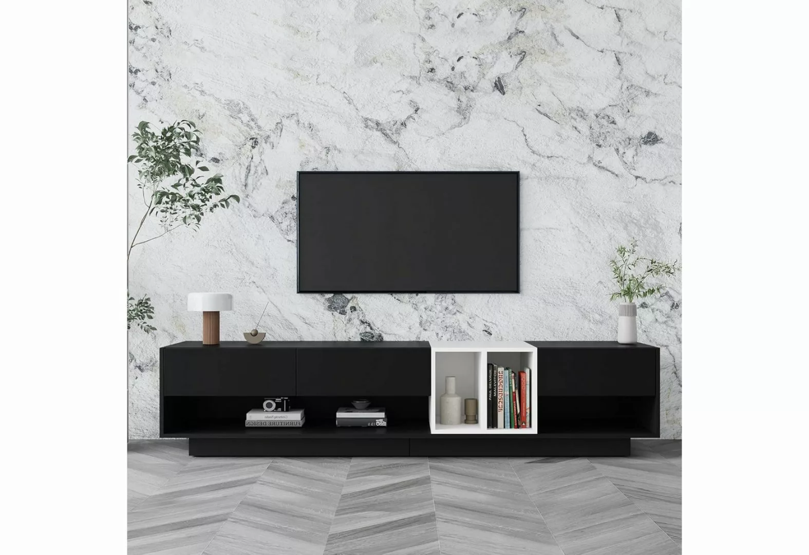IDEASY TV-Schrank TV-Schrank mit geschlossenem Boden, schwarz-weißem Colour günstig online kaufen