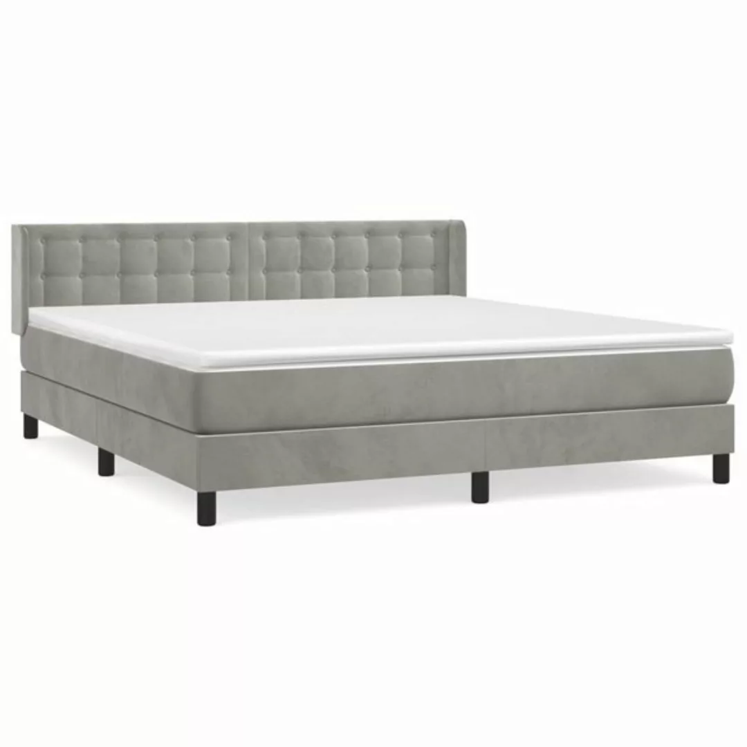 furnicato Bett Boxspringbett mit Matratze Hellgrau 160x200 cm Samt günstig online kaufen