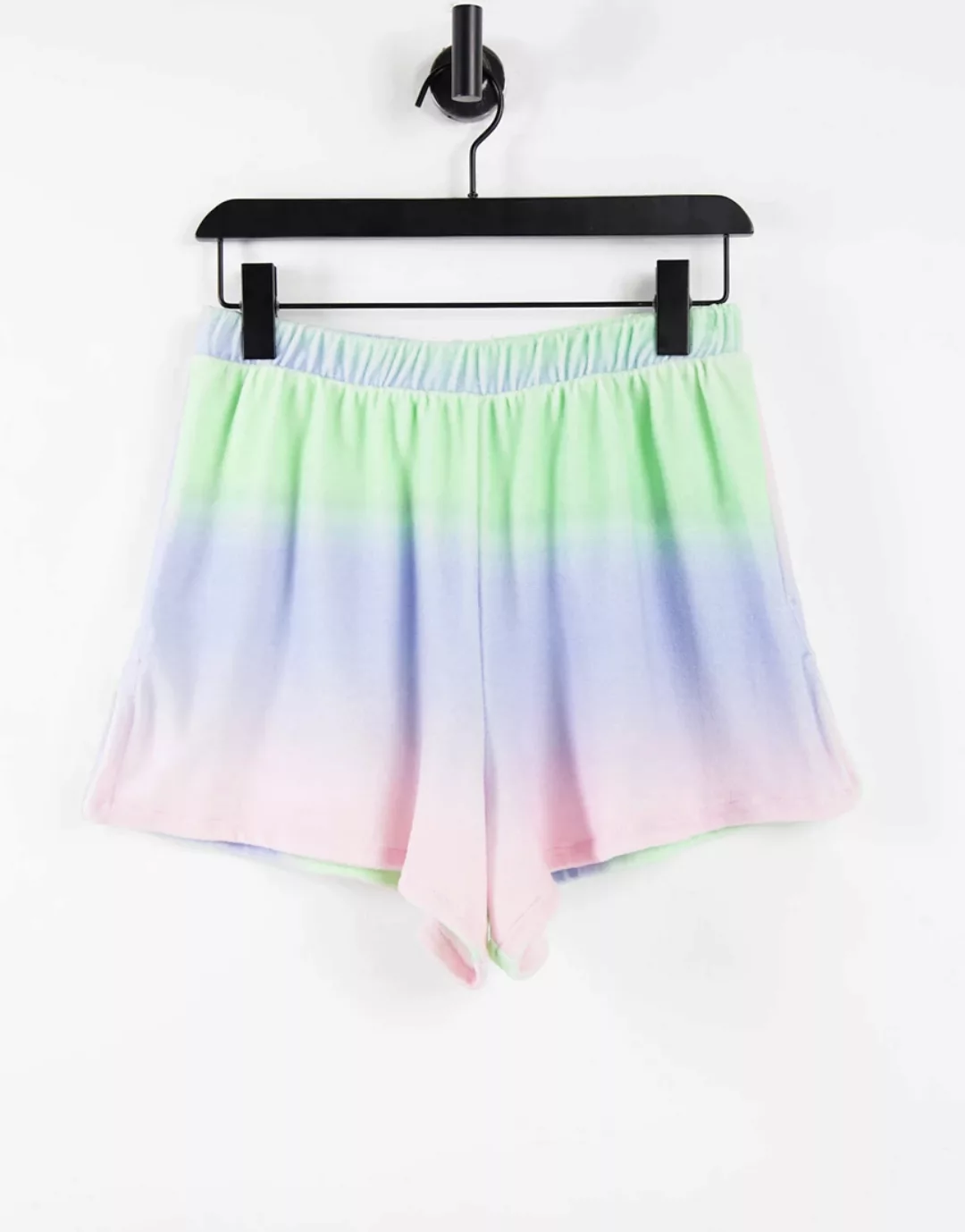 ASOS DESIGN – Shorts aus Frottee mit Farbverlauf-Mehrfarbig günstig online kaufen