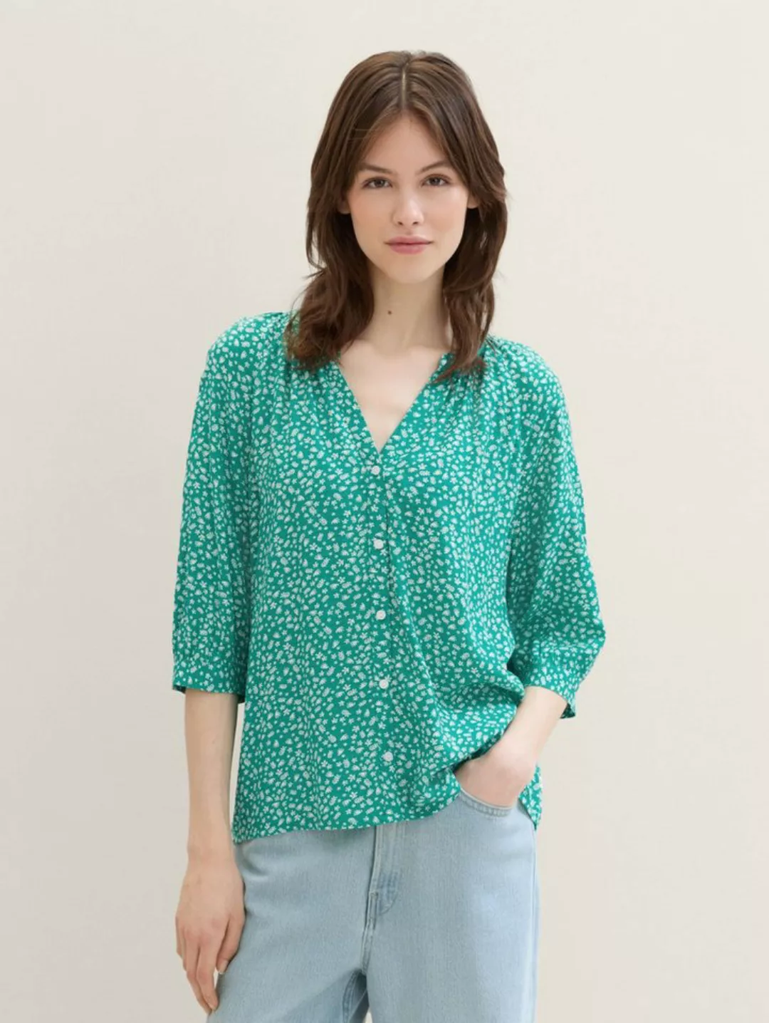 TOM TAILOR Denim Kurzarmbluse Bluse mit Ballonärmeln günstig online kaufen