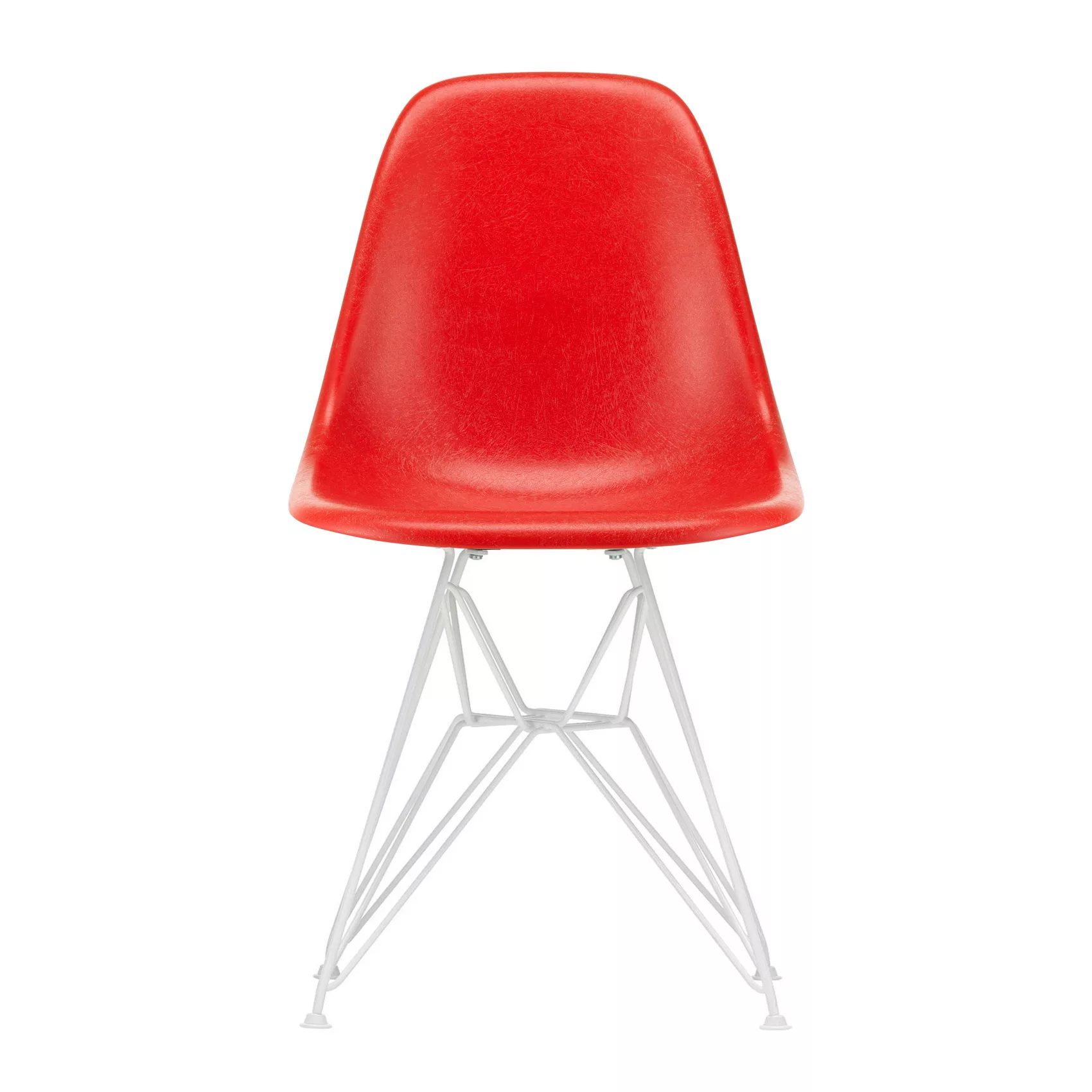 Vitra - Eames Fiberglass Side Chair DSR weiß - klassisches rot/Sitzschale F günstig online kaufen