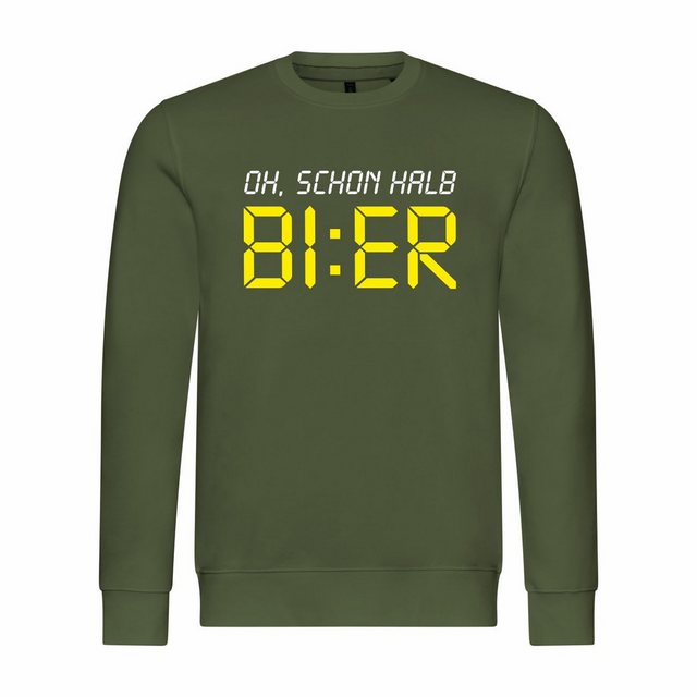 deinshirt Rundhalspullover Herren Sweatshirt Oh schon halb Bier Mit Print M günstig online kaufen