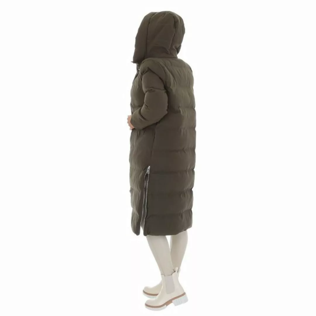 Ital-Design Steppjacke Damen Freizeit Kapuze Gefüttert Winterjacke in Khaki günstig online kaufen