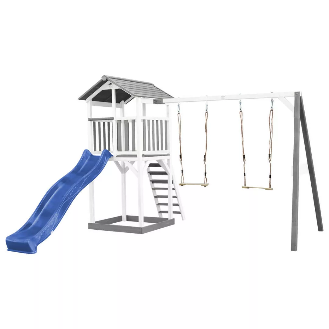 Axi Beach Tower Spielturm mit Doppelschaukel Blaue Rutsche 349 x 357 x 242 günstig online kaufen