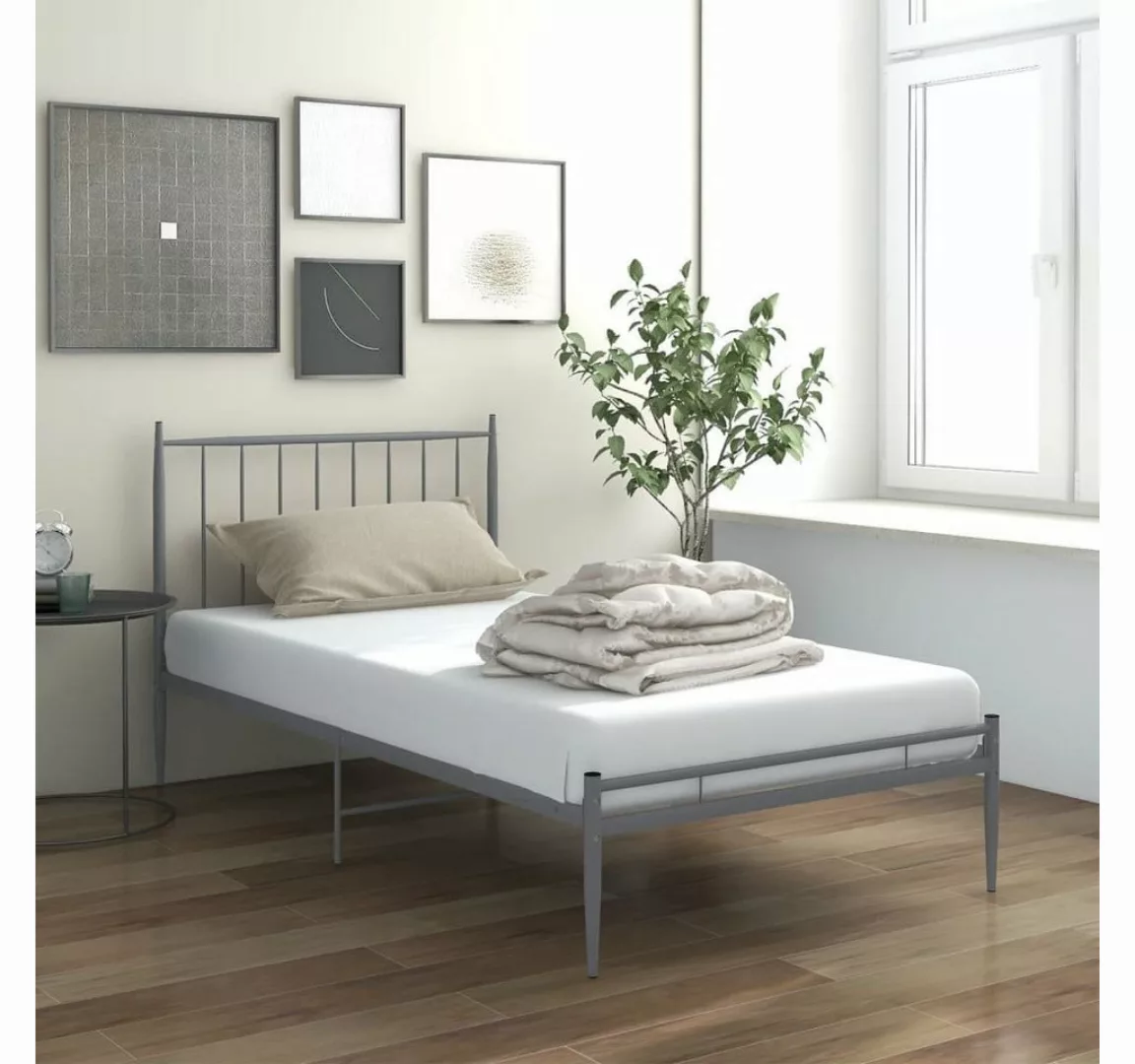 vidaXL Bett Bett Grau Metall 90x200 cm günstig online kaufen