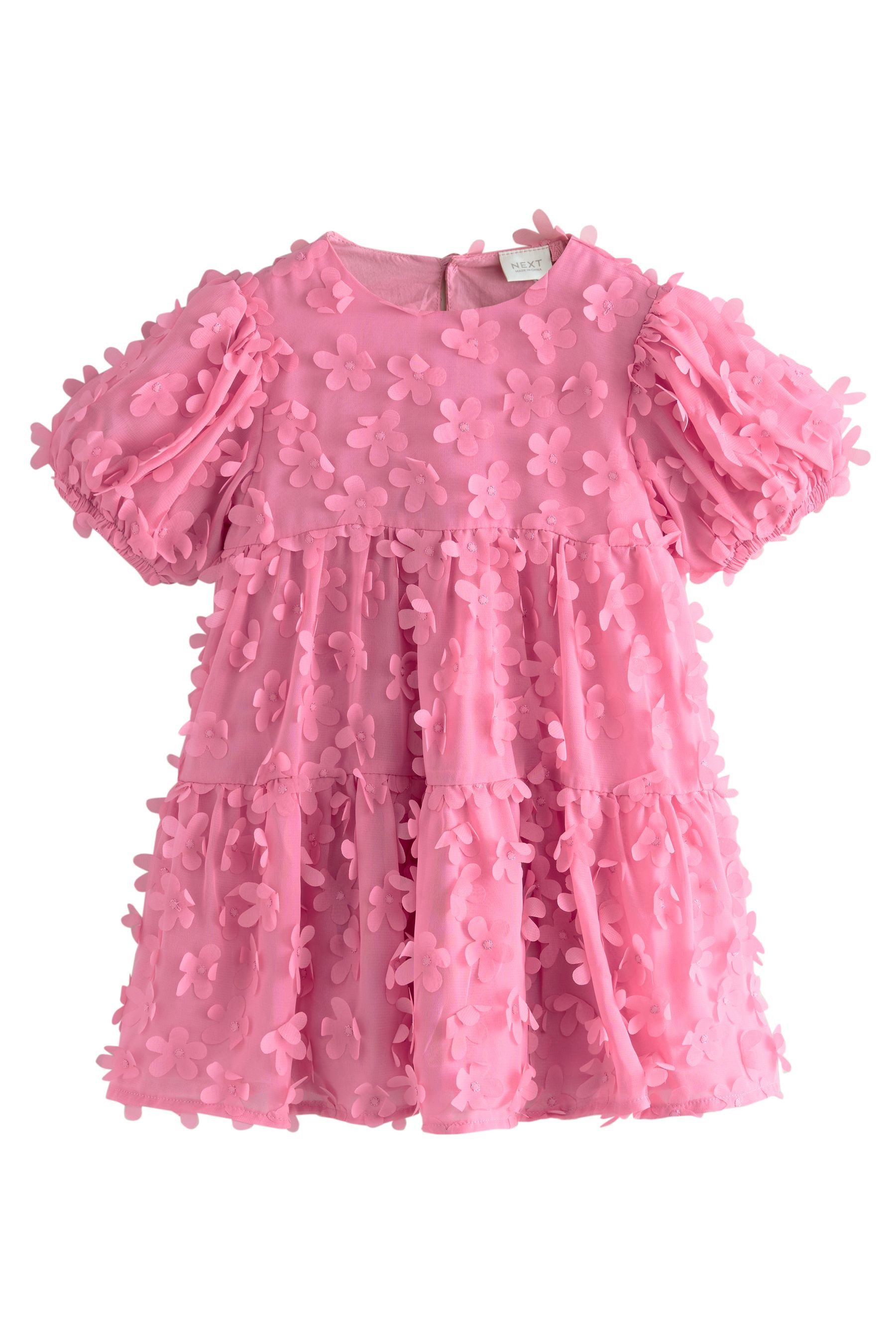Next Tüllkleid Kurzärmeliges Kleid mit 3D-Blumendetails günstig online kaufen