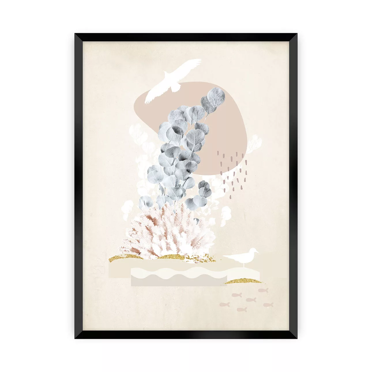 Poster Beige Abstract I, 50 x 70 cm, Ramka: Czarna günstig online kaufen