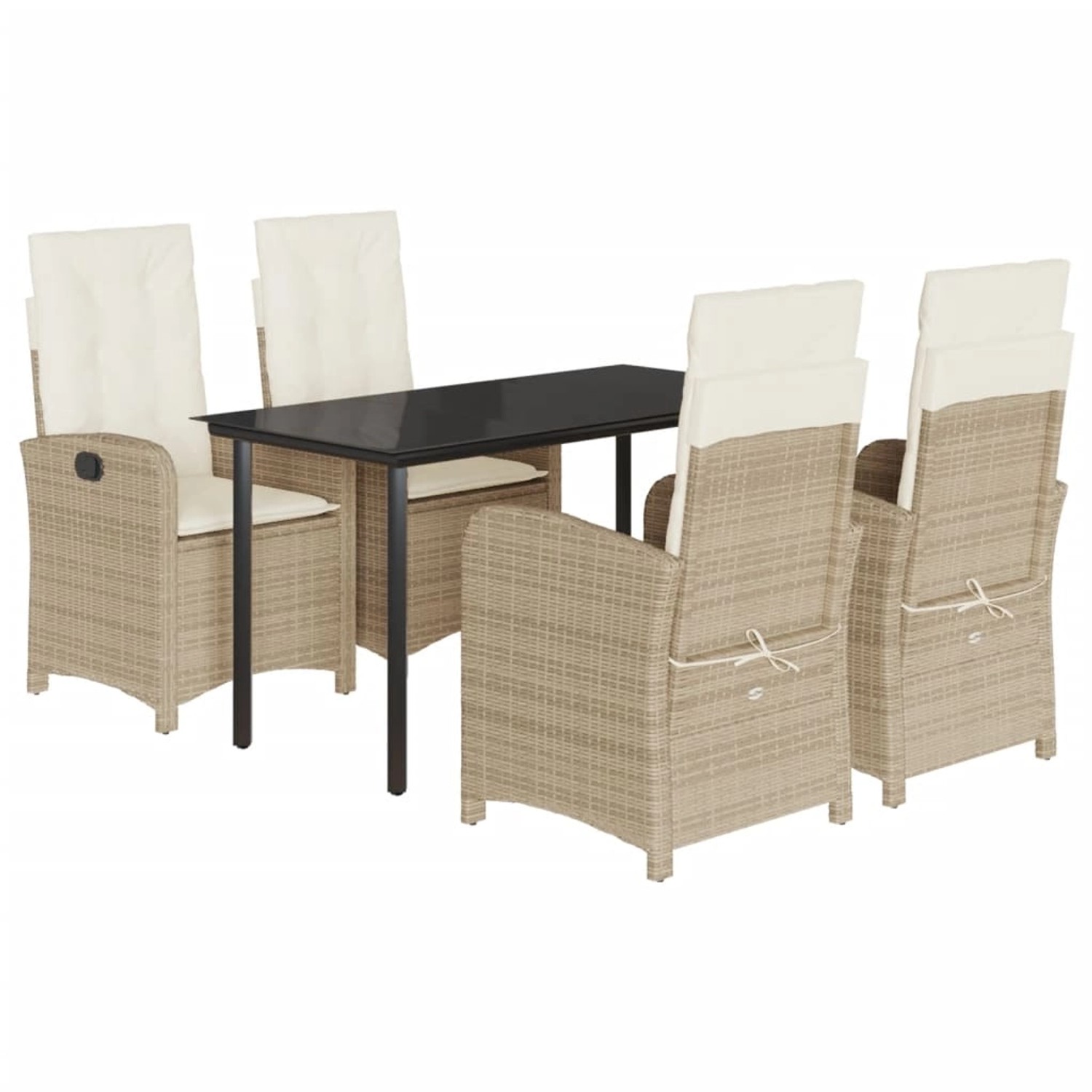 vidaXL 5-Tlg Garten-Essgruppe mit Kissen Beige Poly Rattan 3212383 günstig online kaufen