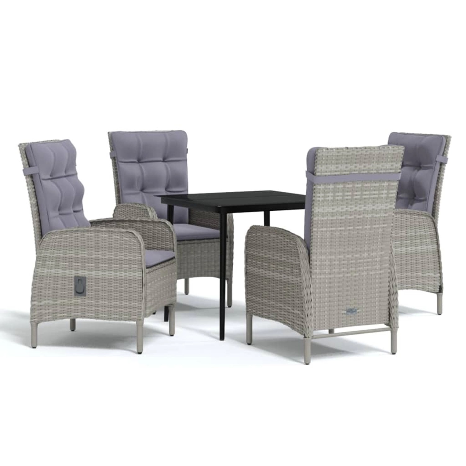 vidaXL 5-Tlg Garten-Essgruppe mit Kissen Grau und Schwarz 3099372 günstig online kaufen