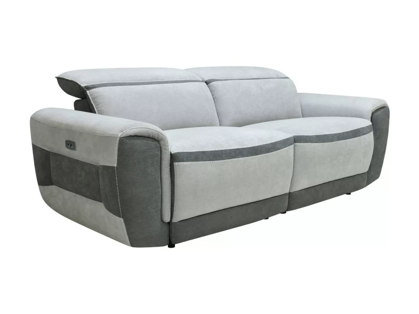 Relaxsofa elektrisch 3-Sitzer - Stoff - Hellgrau - ORIETTO günstig online kaufen