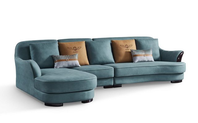 Xlmoebel Ecksofa L-förmiges Ecksofa mit Designer-Polsterung in blauem Leder günstig online kaufen