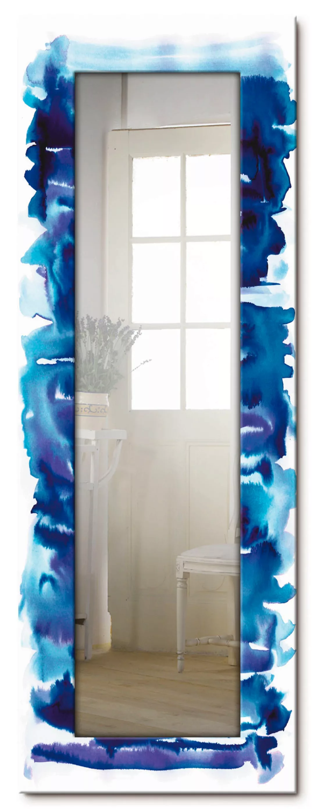 Artland Dekospiegel "Aquarell in blau", gerahmter Ganzkörperspiegel, Wandsp günstig online kaufen