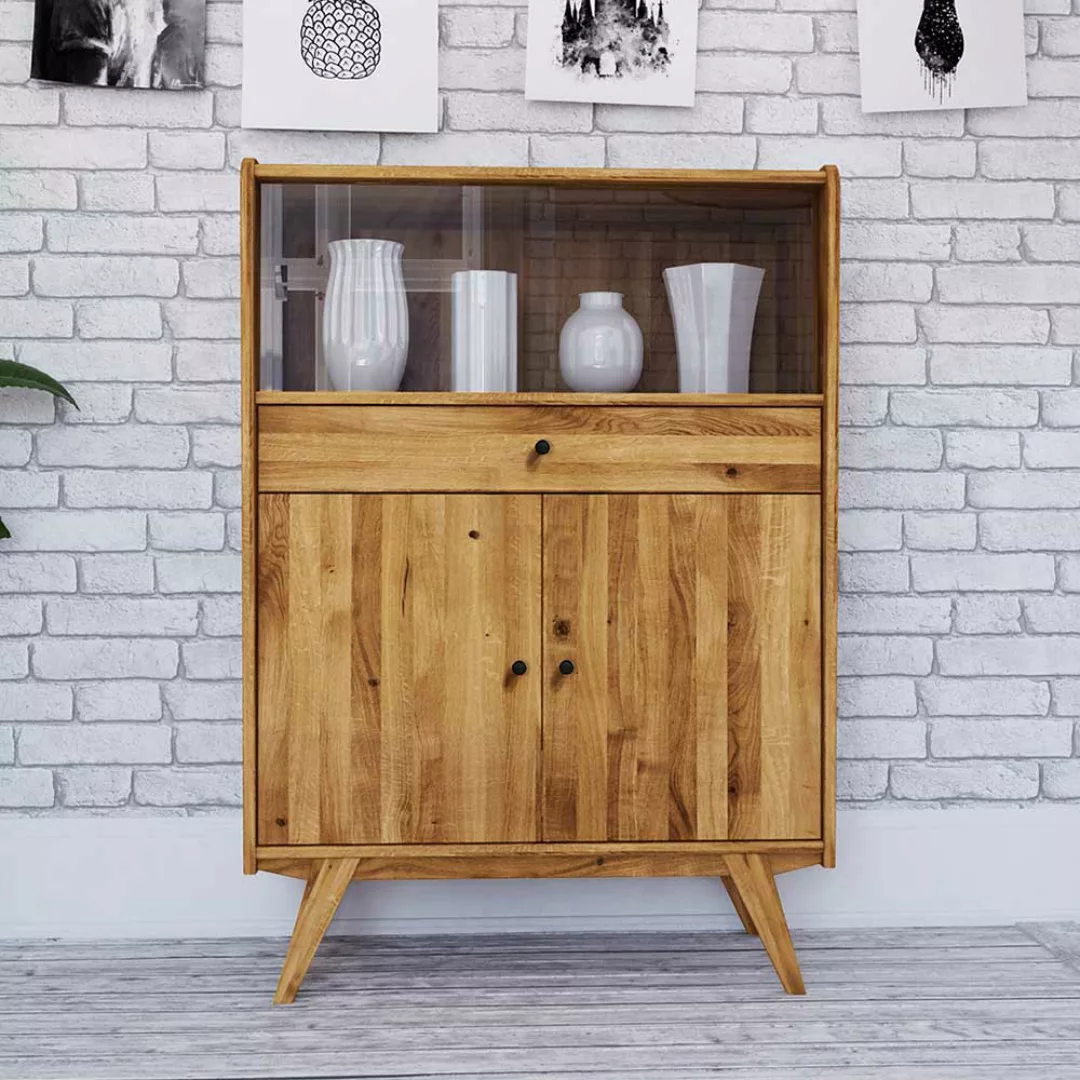 Vitrine aus Wildeiche Massivholz Retro Design günstig online kaufen