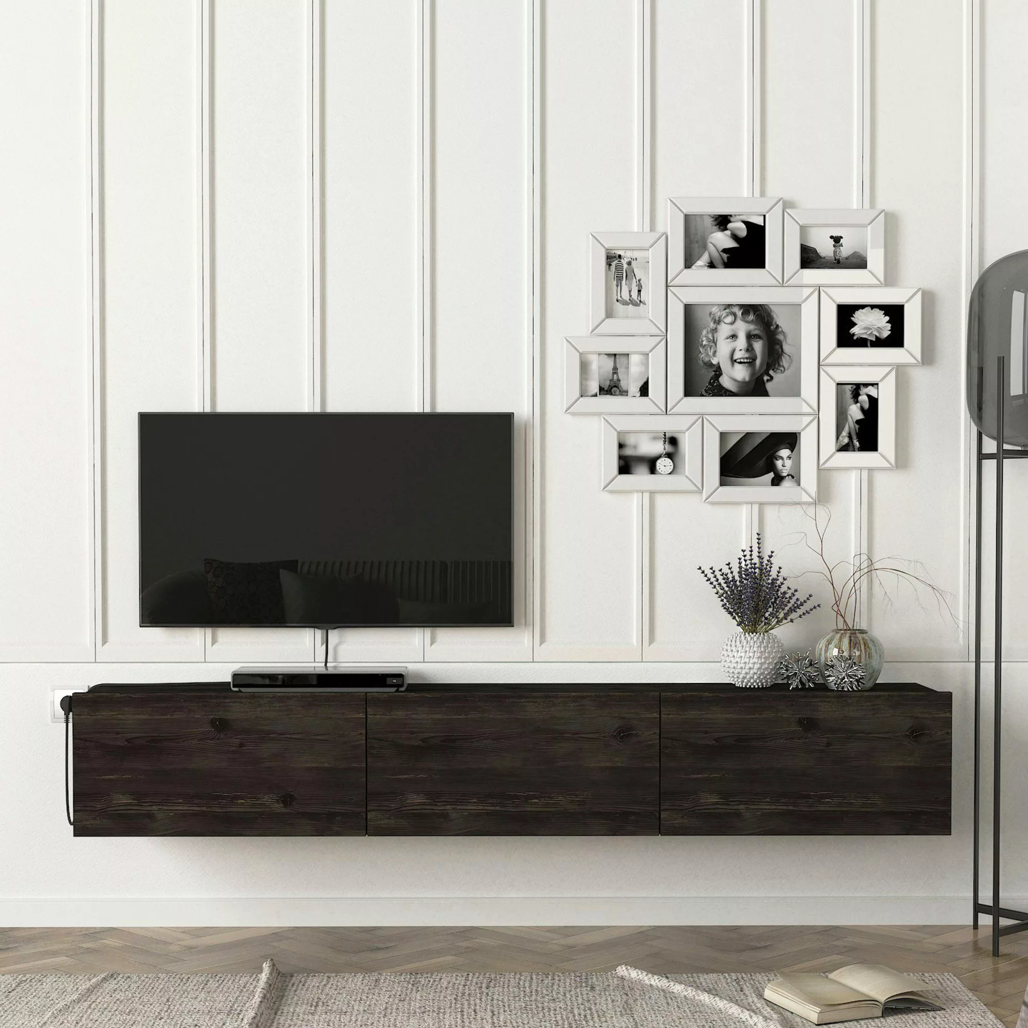 en.casa TV-Schrank »Vihti« Fernsehschrank 180x31x29,5cm Eiche, günstig online kaufen