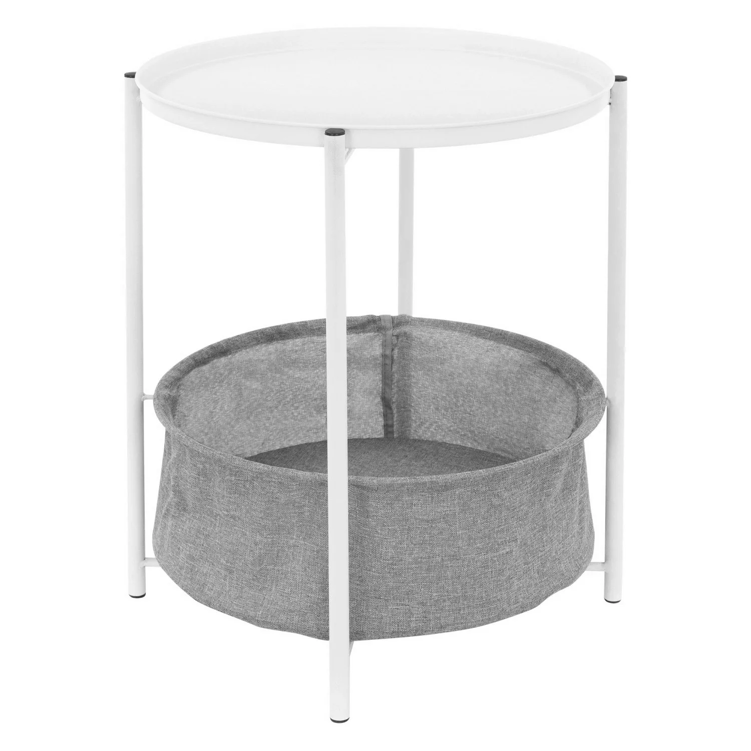 ML-Design Beistelltisch Rund 46 x H51cm Couchtisch mit Stoffkorb Weiß aus M günstig online kaufen