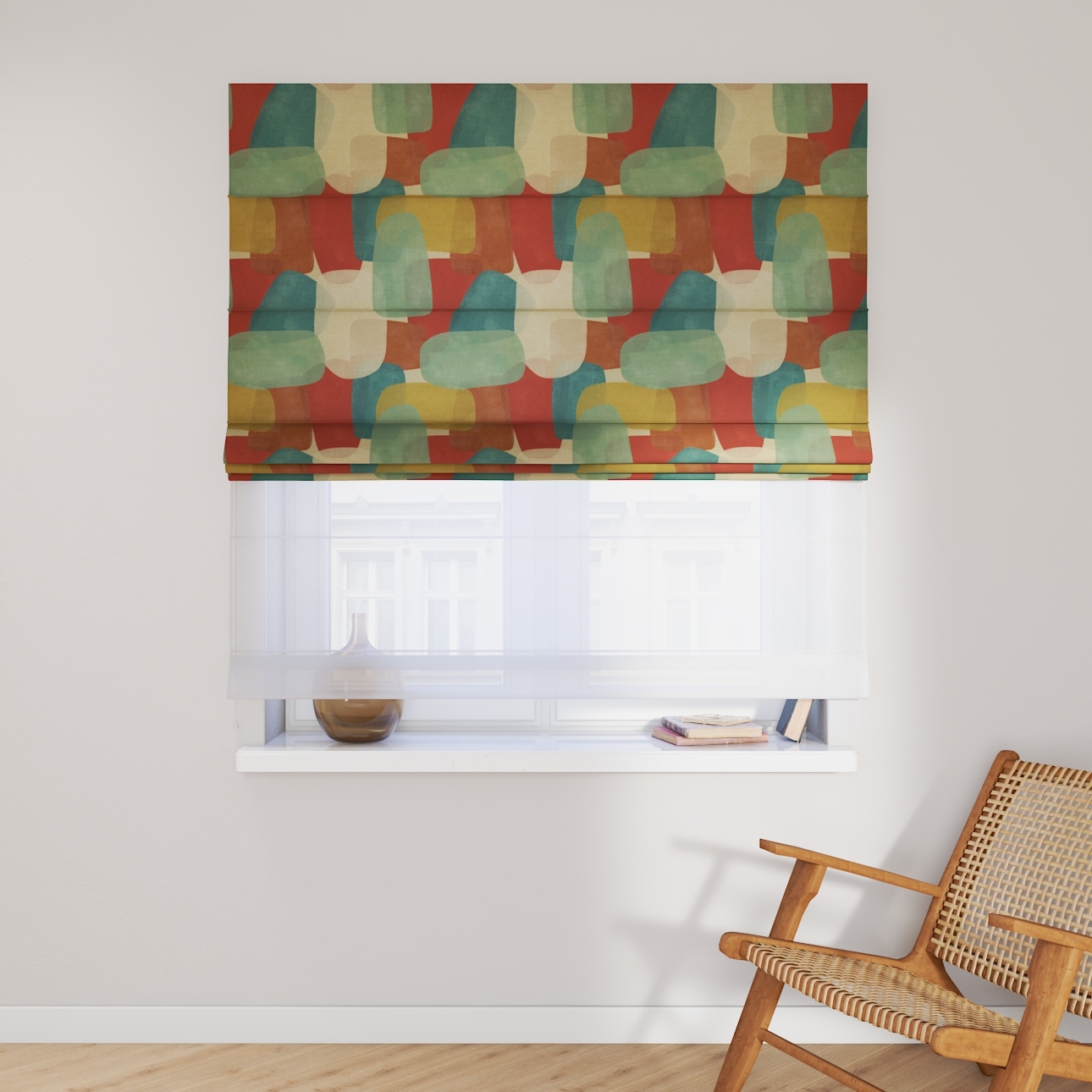Dekoria Doppelraffrollo Duo, grün-rot, 120 x 150 cm günstig online kaufen
