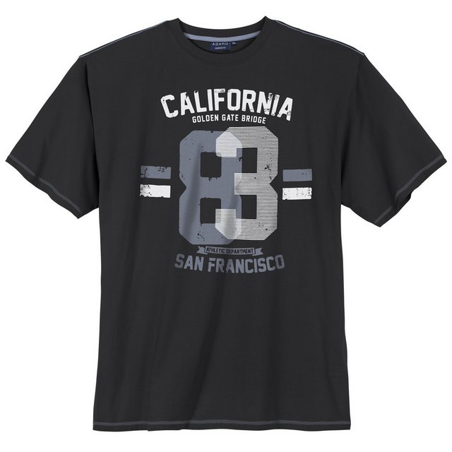 ADAMO Rundhalsshirt Große Größen Herren T-Shirt schwarz Frontprint Californ günstig online kaufen