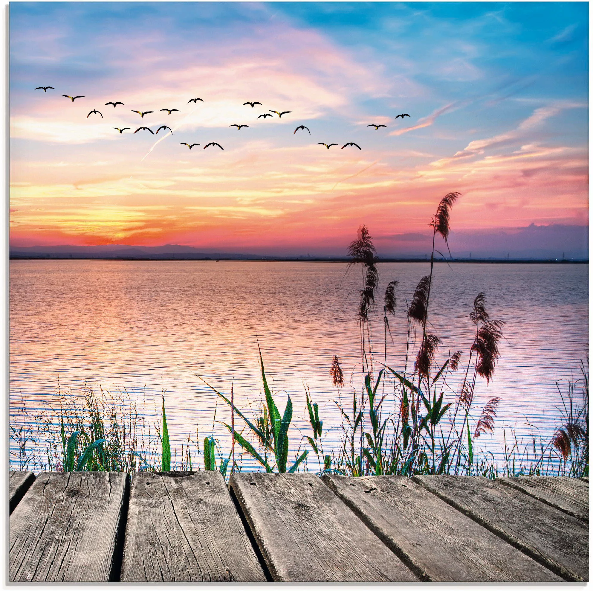 Artland Glasbild "Der See in den Farben der Wolken", Gewässer, (1 St.) günstig online kaufen
