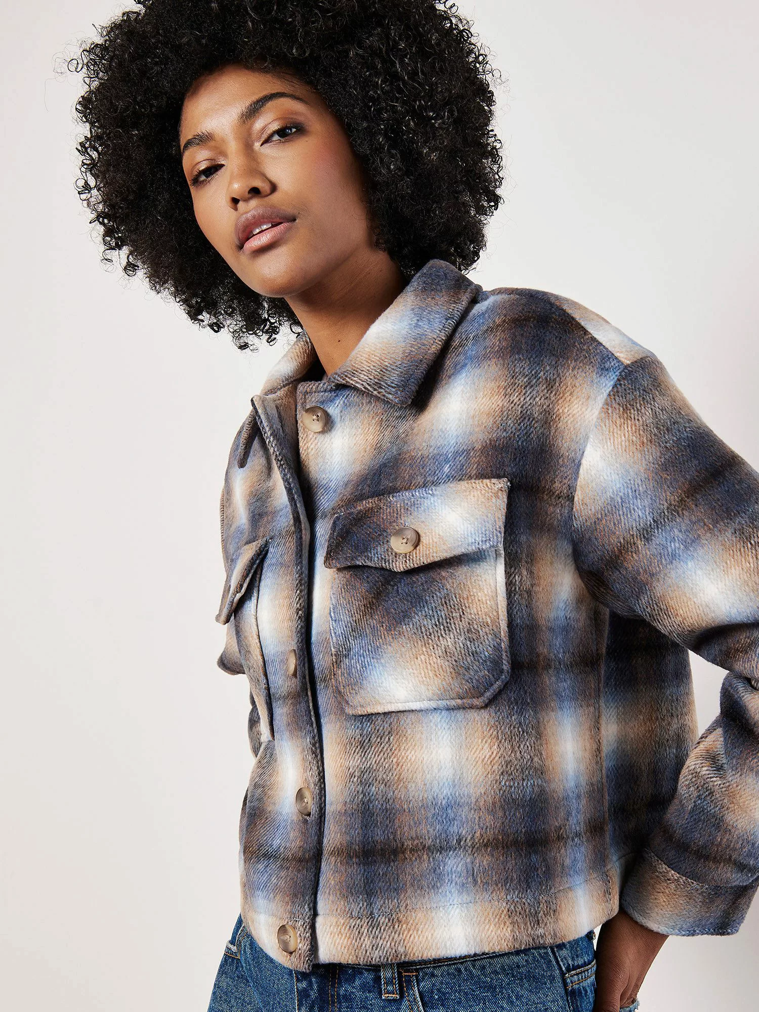 Apricot Kurzjacke Brushed Check Cropped Jacket, günstig online kaufen