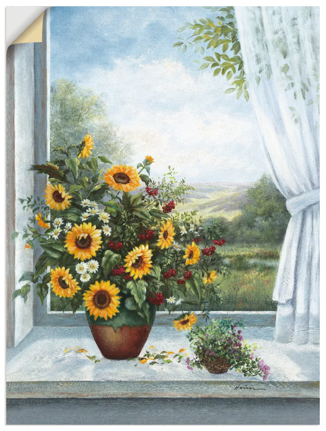 Artland Wandbild "Sonnenblumen am Fenster", Arrangements, (1 St.), als Lein günstig online kaufen