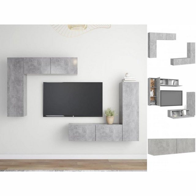 vidaXL TV-Schrank 4-tlg TV-Schrank-Set Betongrau Spanplatte günstig online kaufen