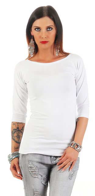 Mellice 3/4-Arm-Shirt Damen Longshirt U-Boot Ausschnitt 3/4 Arm Shirt Longt günstig online kaufen