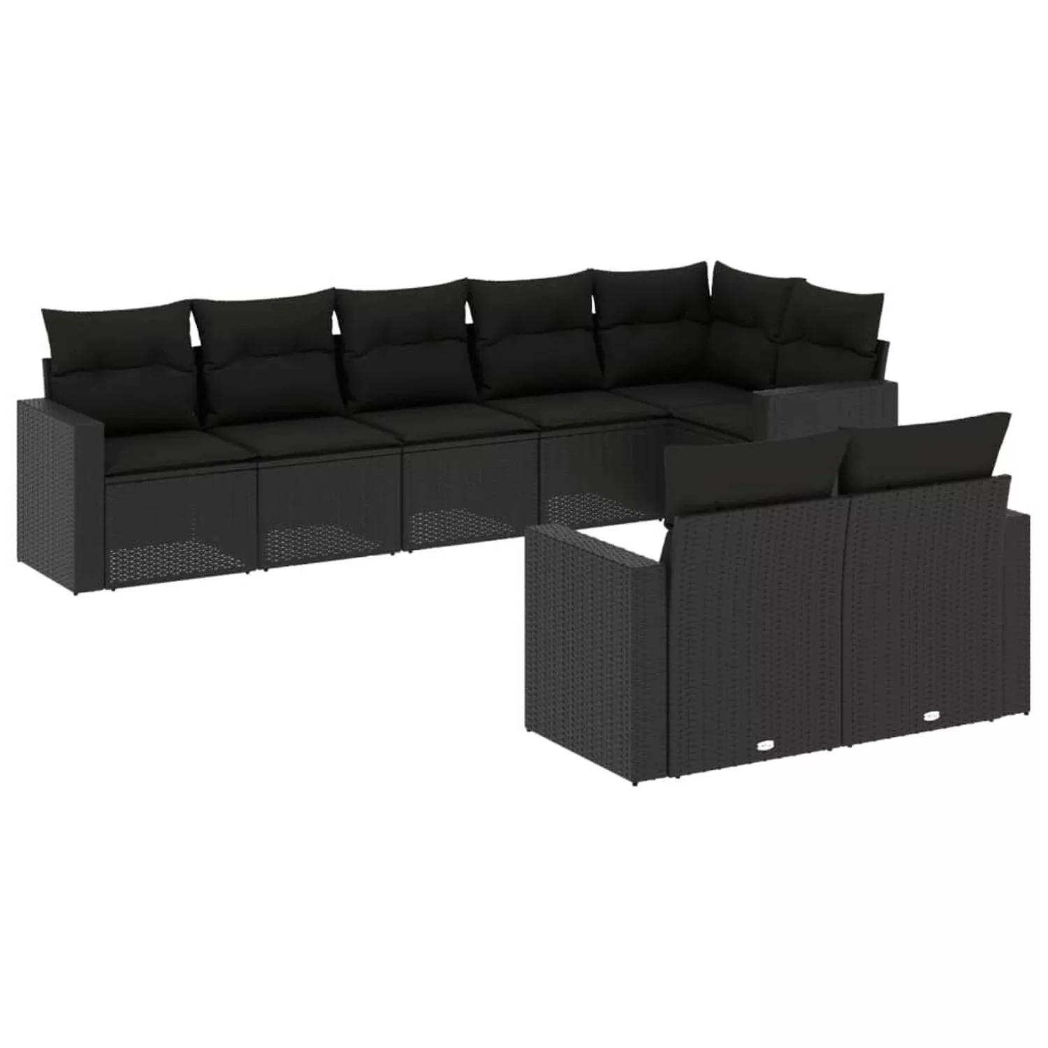 vidaXL 8-tlg Garten-Sofagarnitur mit Kissen Schwarz Poly Rattan Modell 5 günstig online kaufen