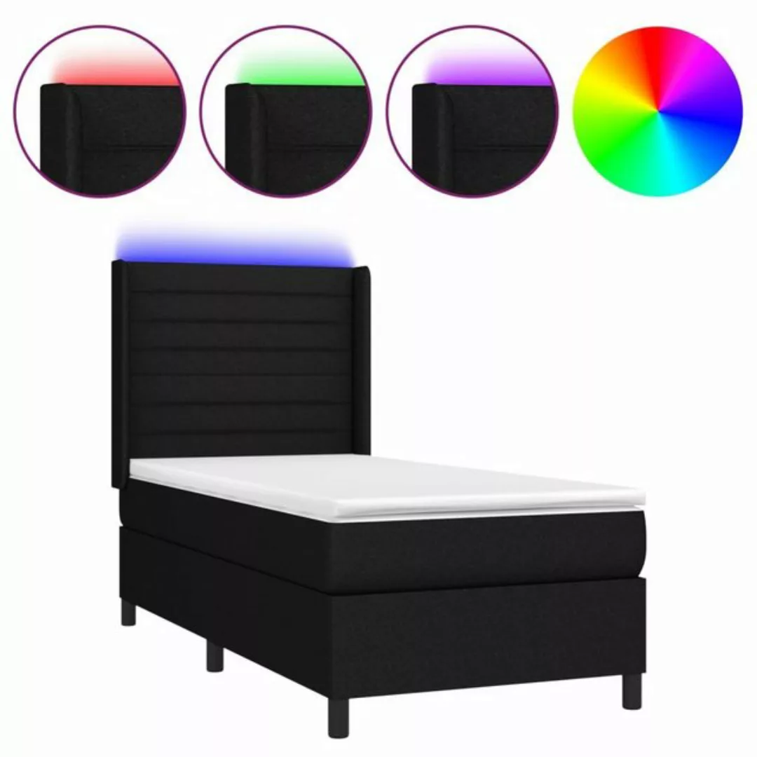 vidaXL Boxspringbett Boxspringbett mit Matratze LED Schwarz 80x200 cm Stoff günstig online kaufen