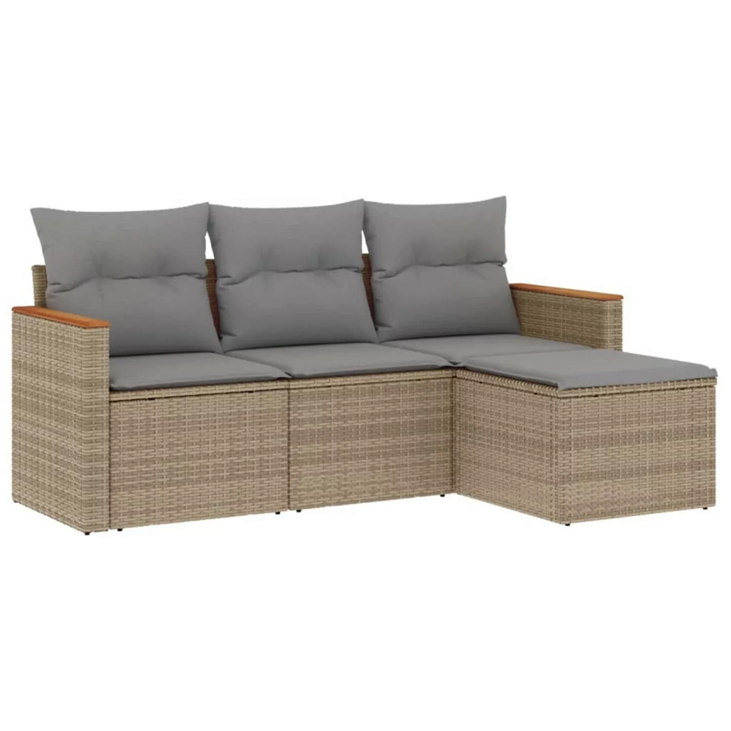 vidaXL 4-tlg Garten-Sofagarnitur mit Kissen Beige Poly Rattan Modell 75 günstig online kaufen