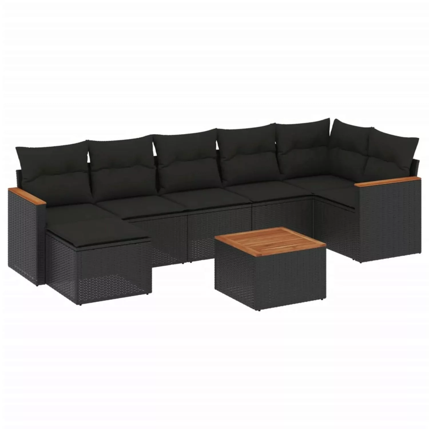 vidaXL 8-tlg Garten-Sofagarnitur mit Kissen Schwarz Poly Rattan Modell 199 günstig online kaufen