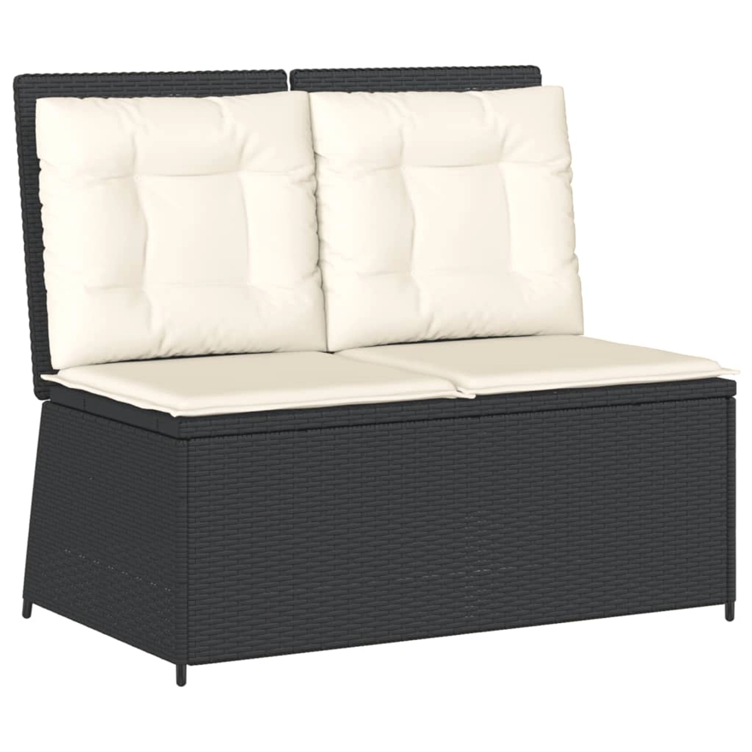 furnicato Gartenbank Verstellbar mit Kissen Schwarz Poly Rattan günstig online kaufen